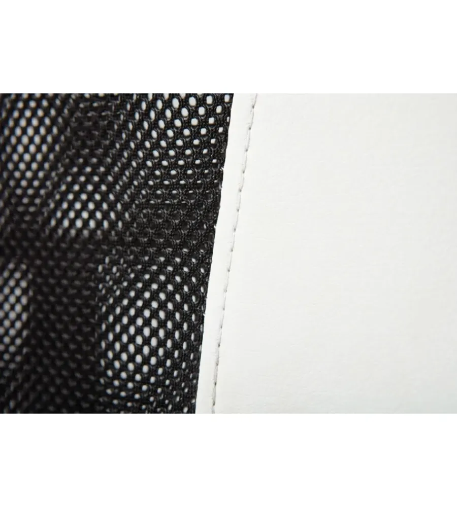 Sedie Ufficio- Poltroncina ufficio bianca con braccioli e ruote, 55x54,5x85-95 cm