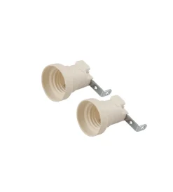 Poly Pool Portalampade|- 2 portalampada e27, fissaggio con staffa metallica foro 5,2 mm avorio