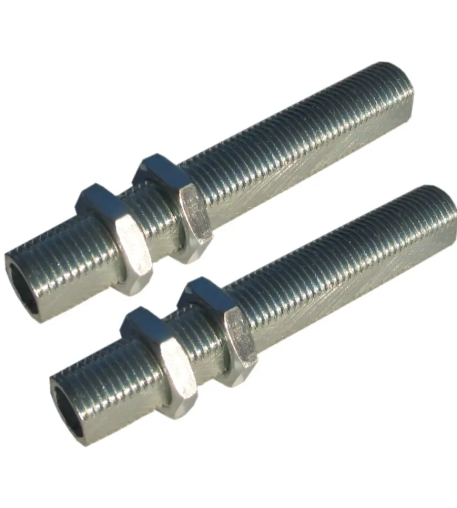 Portalampade-Poly Pool - 2 tubetti filettati e fresati in ferro zincato lunghezza 60 mm argento
