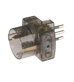 Poly Pool Multiprese Ed Adattatori|- adattatore spina e 2 prese 10 a e 1 presa standard tedesco trasparente fumé