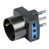 Clearance - adattatore spina 16 a e 2 prese bivalenti e 1 presa standard tedesco nero Multiprese Ed Adattatori