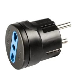 Poly Pool Multiprese Ed Adattatori|- adattatore spina 16 a (standard franco / tedesco) e presa bivalente nero