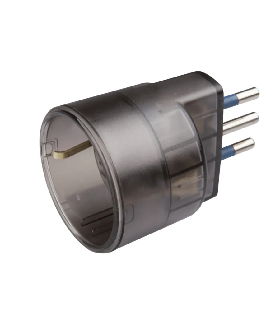 Multiprese Ed Adattatori-Poly Pool - adattatore spina 10 a e presa tedesca trasparente fumé