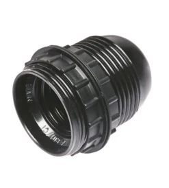 Portalampade-Poly Pool - portalampada e27 con 2 ghiere corpo filettato nero