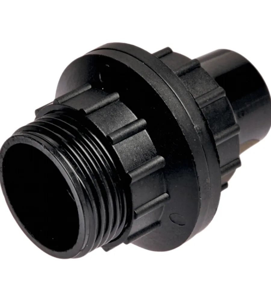 Portalampade-Poly Pool - portalampada e14 con 2 ghiere corpo filettato nero