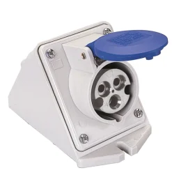 Hot - presa inclinata da parete 16 a 2p+t ip44 blu Spine E Prese