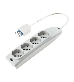 Poly Pool Multiprese Ed Adattatori|- presa multipla con 4 prese pluristandard e 1,5 m cavo bianca