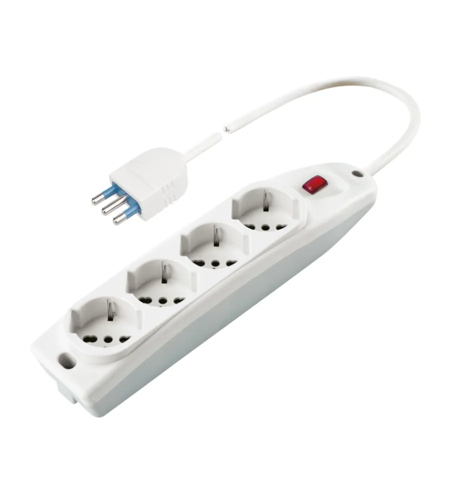 Multiprese Ed Adattatori-Poly Pool - presa multipla con 4 prese pluristandard 1,5 m cavo e interruttore bianca