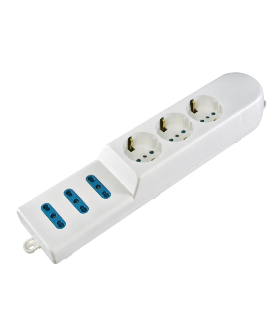 Multiprese Ed Adattatori-Poly Pool - presa multipla con 3 prese bivalenti 3 standard tedesco bianca