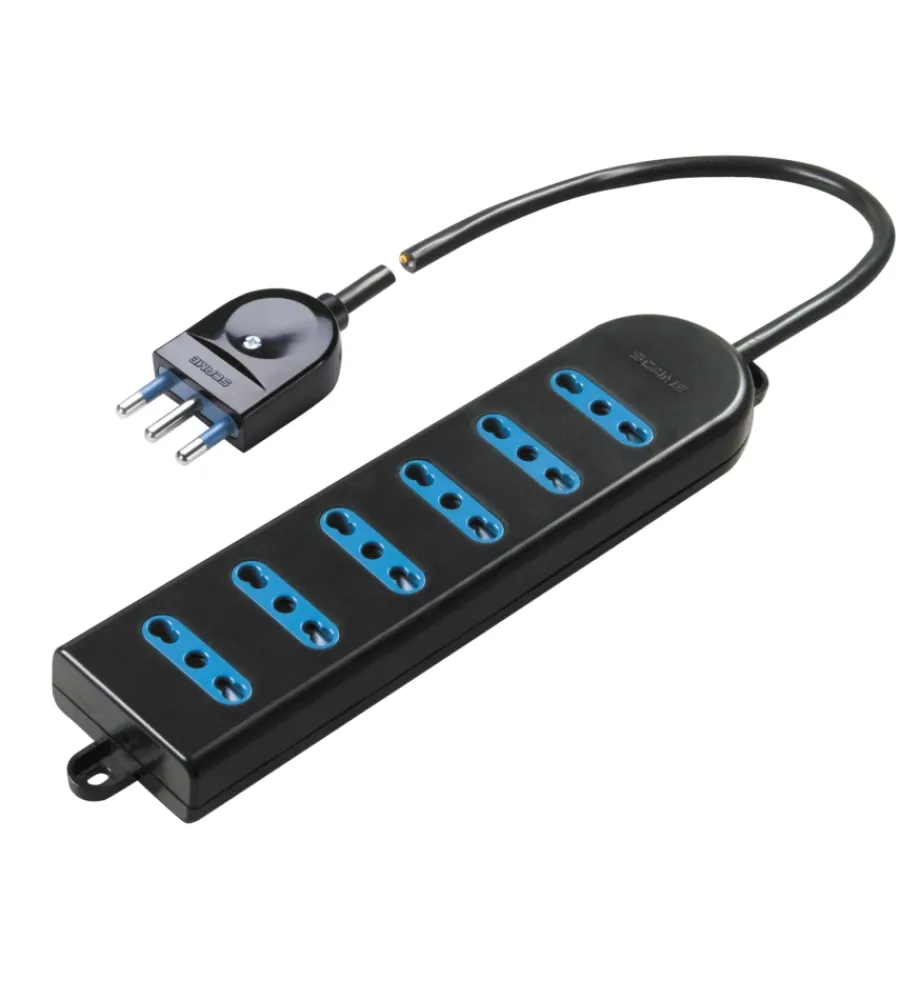 Multiprese Ed Adattatori-Poly Pool - presa multipla con 6 prese bivalenti e 1,5 m cavo nera