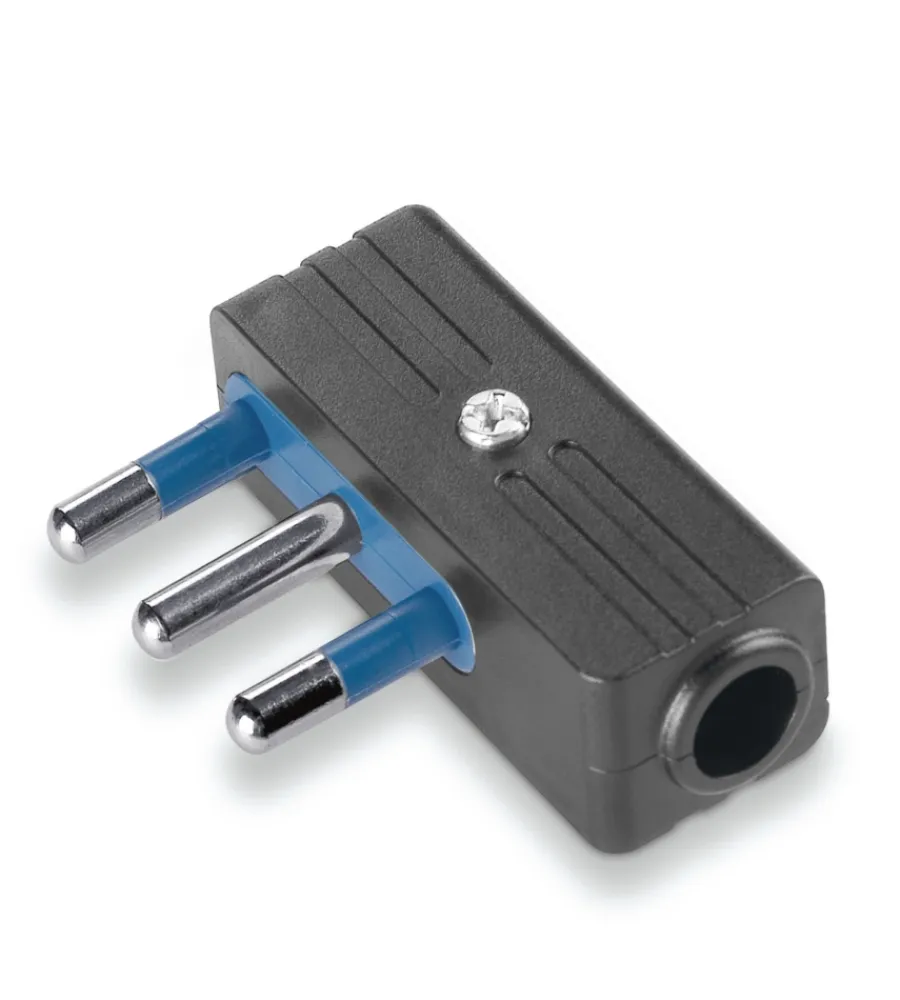 Spine E Prese-Poly Pool - spina "salvaspazio" 16 a 2p+t uscita cavo a 90° nera