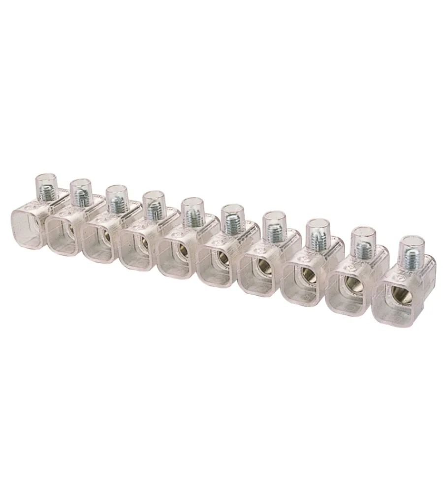 Cavi Elettrici E Relativi Accessori-Poly Pool - stecca da 10 morsetti 450 v~ foro ø 8 mm sezione 10 mm² trasparente