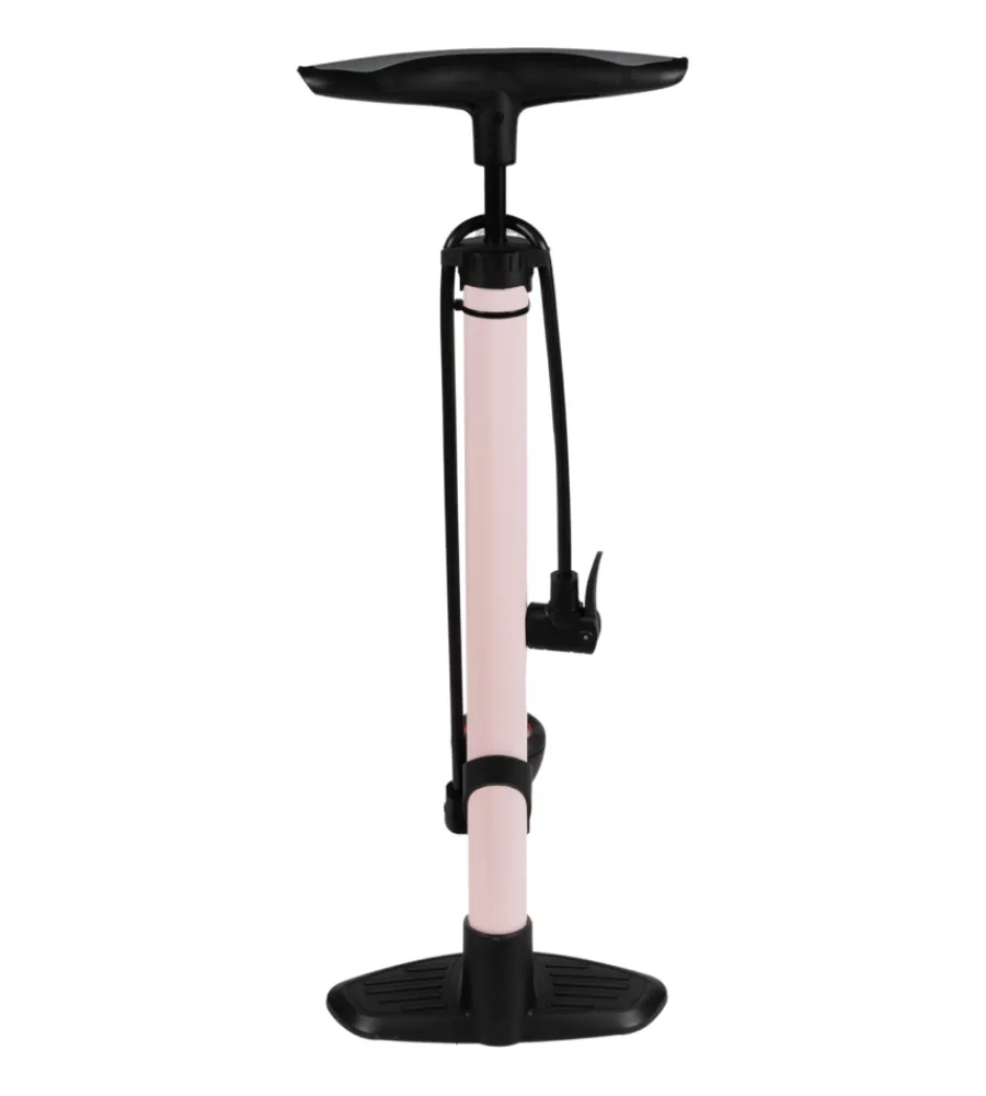 Bici|Pompa gonfiaggio per officina la gazzetta dello sport in acciaio colore rosa con manometro, 26x14,5x59 cm