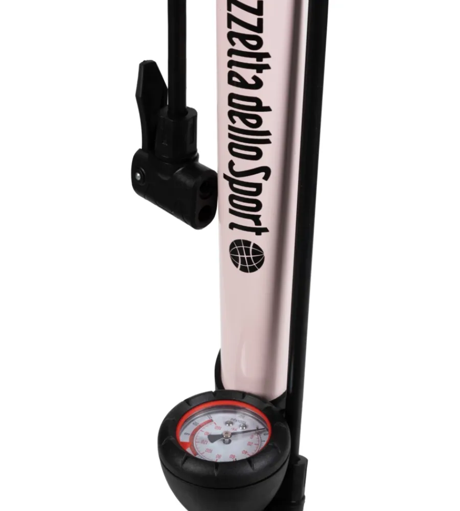 Bici|Pompa gonfiaggio per officina la gazzetta dello sport in acciaio colore rosa con manometro, 26x14,5x59 cm