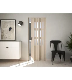 Best Porta a soffietto da interno "luciana" cedro con vetro 88,5x214 cm Porte, Scale E Pavimenti
