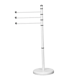 Accessori Bagno-Decor Bagno Porta asciugamani con 3 barre per bagno in acciaio bianco, 48,5x28x91 cm
