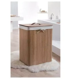 Best Porta biancheria rettangolare in bamboo - naturale. Accessori Bagno
