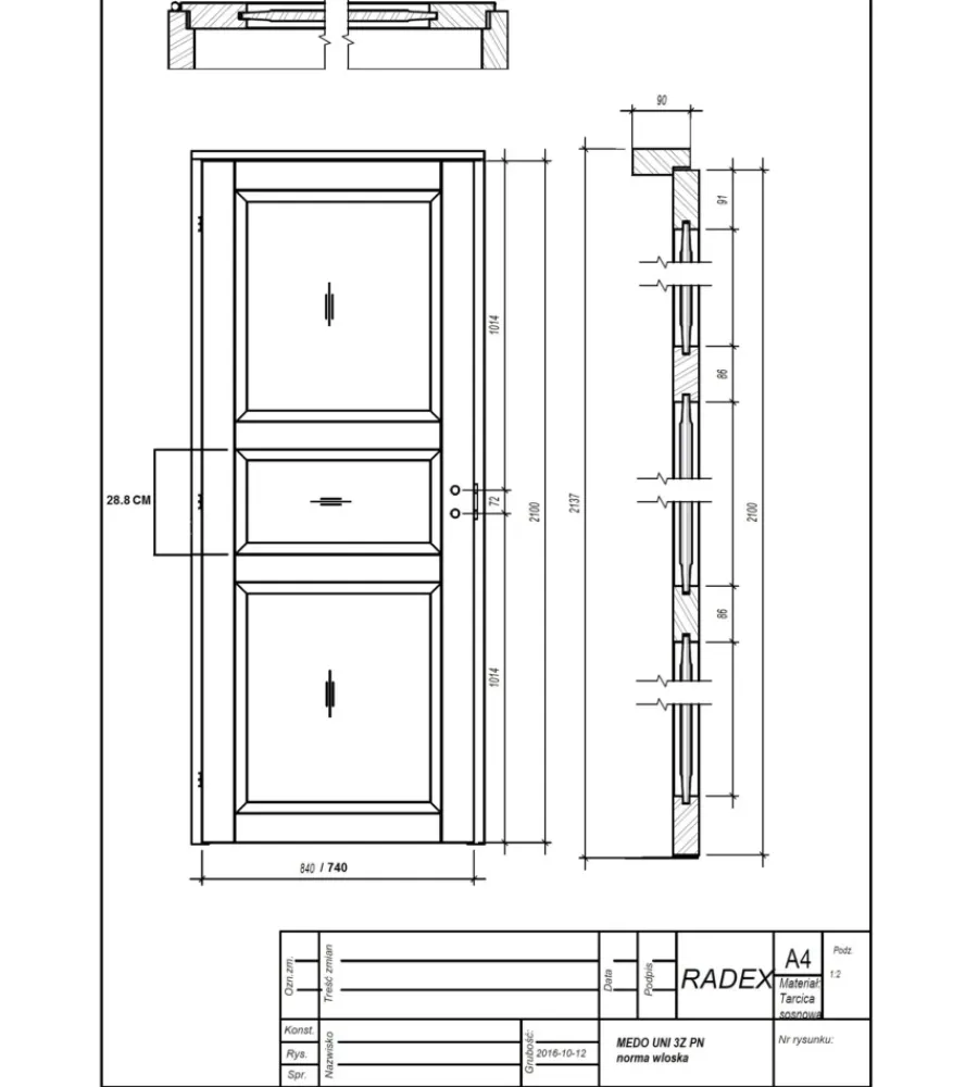Porte, Scale E Pavimenti- Porta monako reversibile in abete - 80 x 210 cm