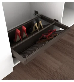 Armadi-Emuca Porta scarpe estraibile per interno armadio 900 mm chiusura soft acciaio color moka - .