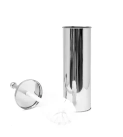 Outlet Porta scopino in plastica e acciaio inossidabile cromato, diametro 9 cm e altezza 26,7-39,5 cm. Ceramiche E Accessori