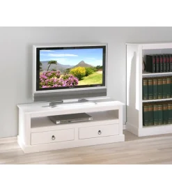 Best Porta tv bianco in pino massello, 118x45x39 cm Pareti Soggiorno E Porta Tv