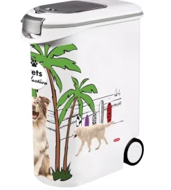 Keter Ciotole|Portacrocchette per cani e gatti "food container" in polipropilene con 2 ruote, capacità 20 kg.