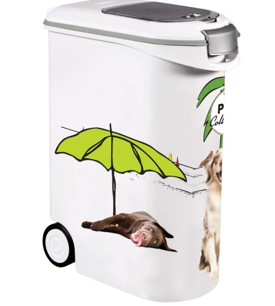 Keter Ciotole|Portacrocchette per cani e gatti "food container" in polipropilene con 2 ruote, capacità 20 kg.