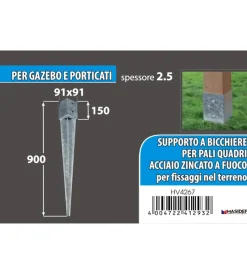 Outlet Portapali 91 x 91 x 150 x 900 mm. Ferramenta Per Esterno