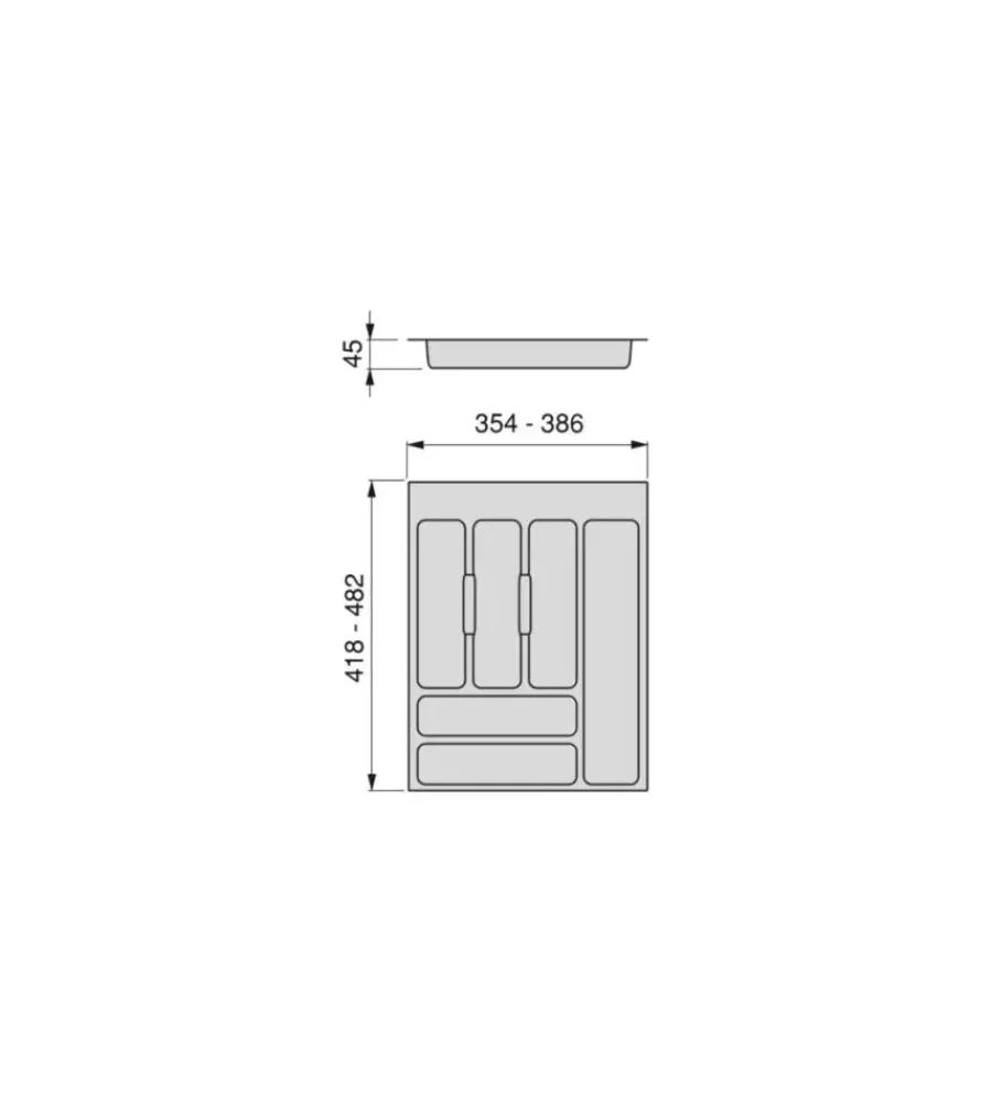 Accessori Cucina-Emuca Portaposate per cassetti da cucina, modulo 45 cm