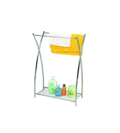 Decor Bagno Accessori Bagno|Portasciugamani in acciaio cromato con 2 barre, altezza 86,5 cm