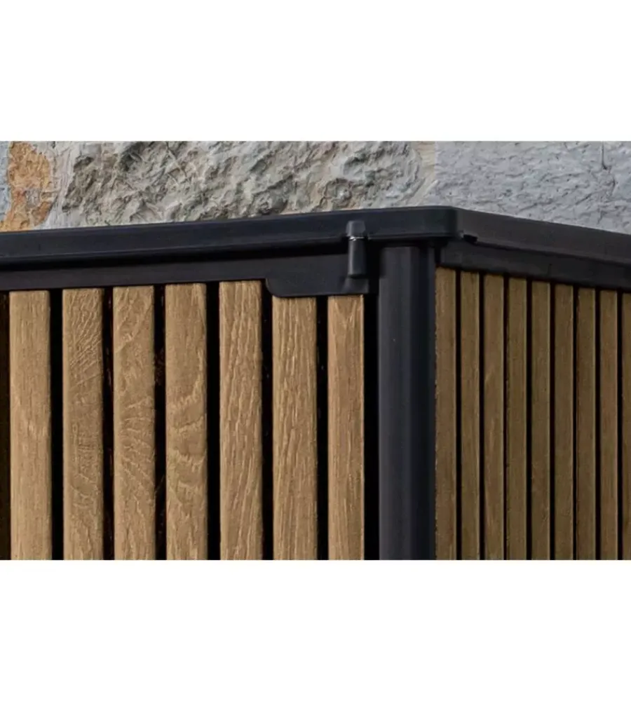 Outlet Portattrezzi multiuso "vertical shed venetian" in resina effetto legno 140x73,6x170,4 cm Contenitori Da Esterno