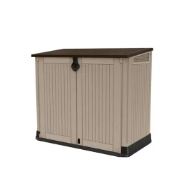 Contenitori Da Esterno- Portattrezzi multiuso keter "store it out midi" in resina beige 132x71,5x113,5 cm