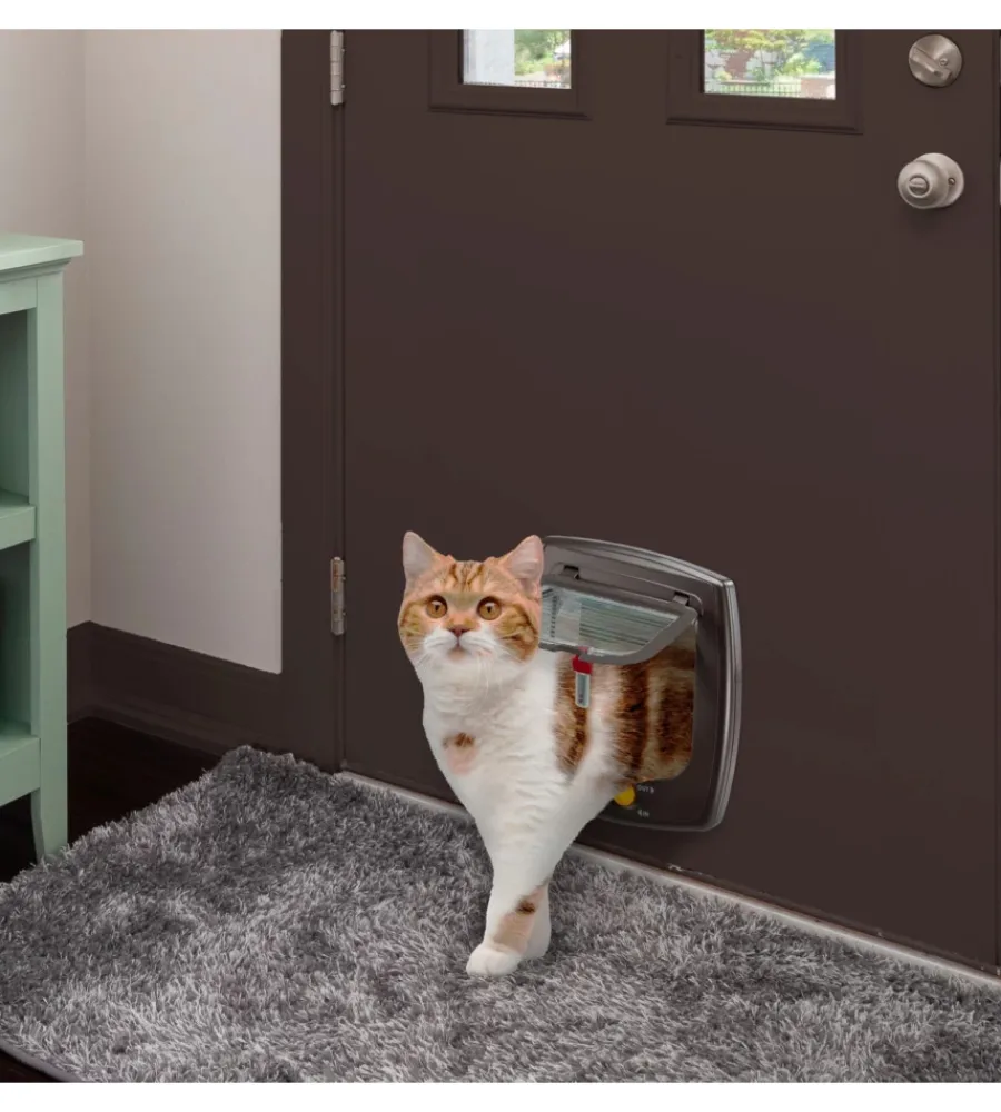 Hot Portina per gatti e piccoli cani "swing 5" con chiusura 4 vie e protezione aria in plastica marrone 22,5x9,6x25,2 cm Cucce E Accessori Relativi