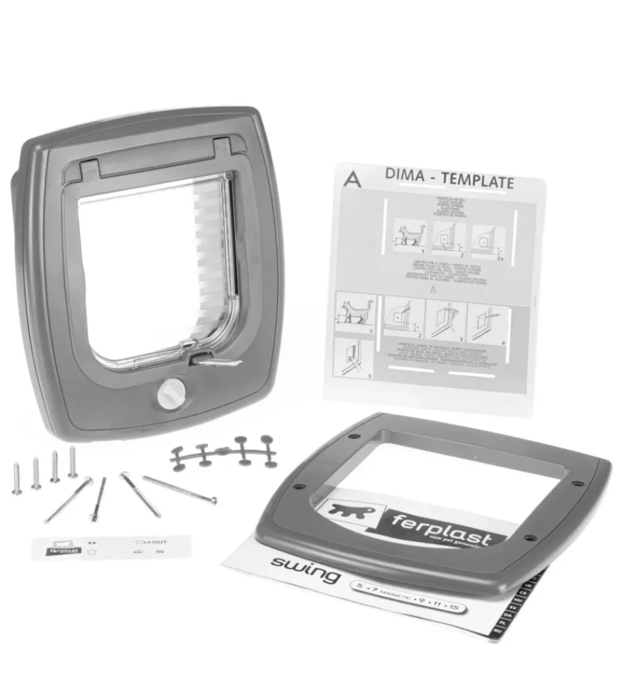Hot Portina per gatti e piccoli cani "swing 5" con chiusura 4 vie e protezione aria in plastica marrone 22,5x9,6x25,2 cm Cucce E Accessori Relativi