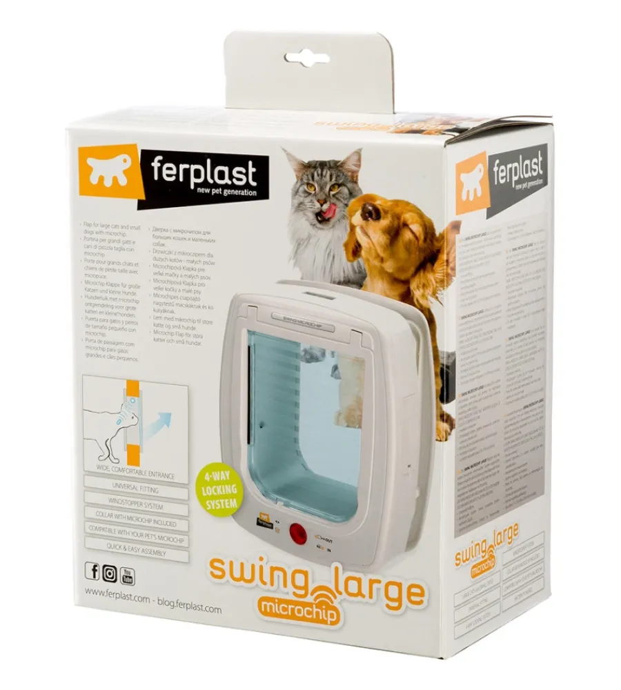Portina per gatti grandi e cani di taglia piccola "swing microchip large" con chiusura 4 vie e protezione aria in plastica bianco 26,5x16,2x31,5 cm Cucce E Accessori Relativi
