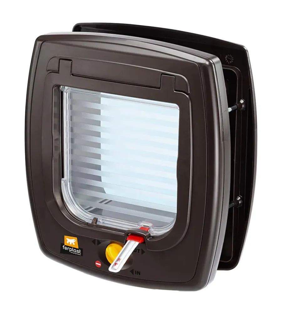 Cucce E Accessori Relativi-Ferplast Portina per gatti sistema magnetico "swing 7" con chiusura 4 vie e protezione aria in plastica marrone 22,5x10,4x25,2 cm