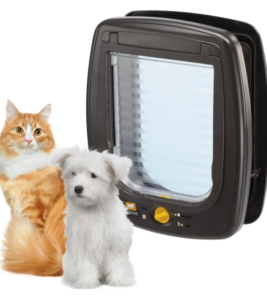 New Portina per grandi gatti e piccoli cani "swing 9" con chiusura 4 vie, protezione aria, chiusura ammortizzata in plastica marrone 26,2x10,2x31,2 cm Cucce E Accessori Relativi