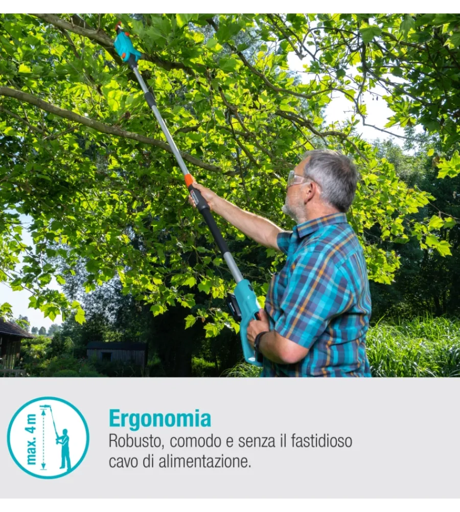 Potatori-Gardena Potatore a catena telescopico a batteria "tcs 20" barra 20 cm 18v, solo corpo macchina