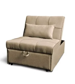 Poltrone E Pouf-BellaHome Pouf 3 in 1 "king" trasformabile in poltrona e letto tortora 112x81x88 cm