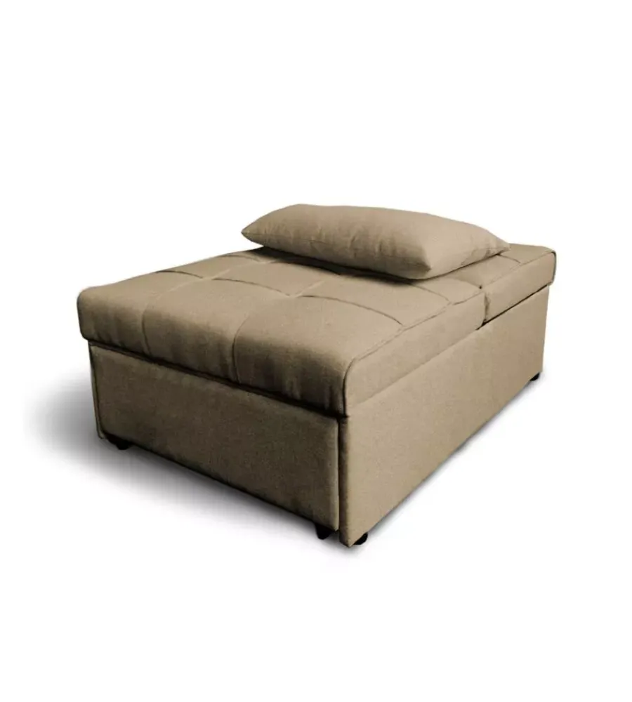 Poltrone E Pouf-BellaHome Pouf 3 in 1 "king" trasformabile in poltrona e letto tortora 112x81x88 cm
