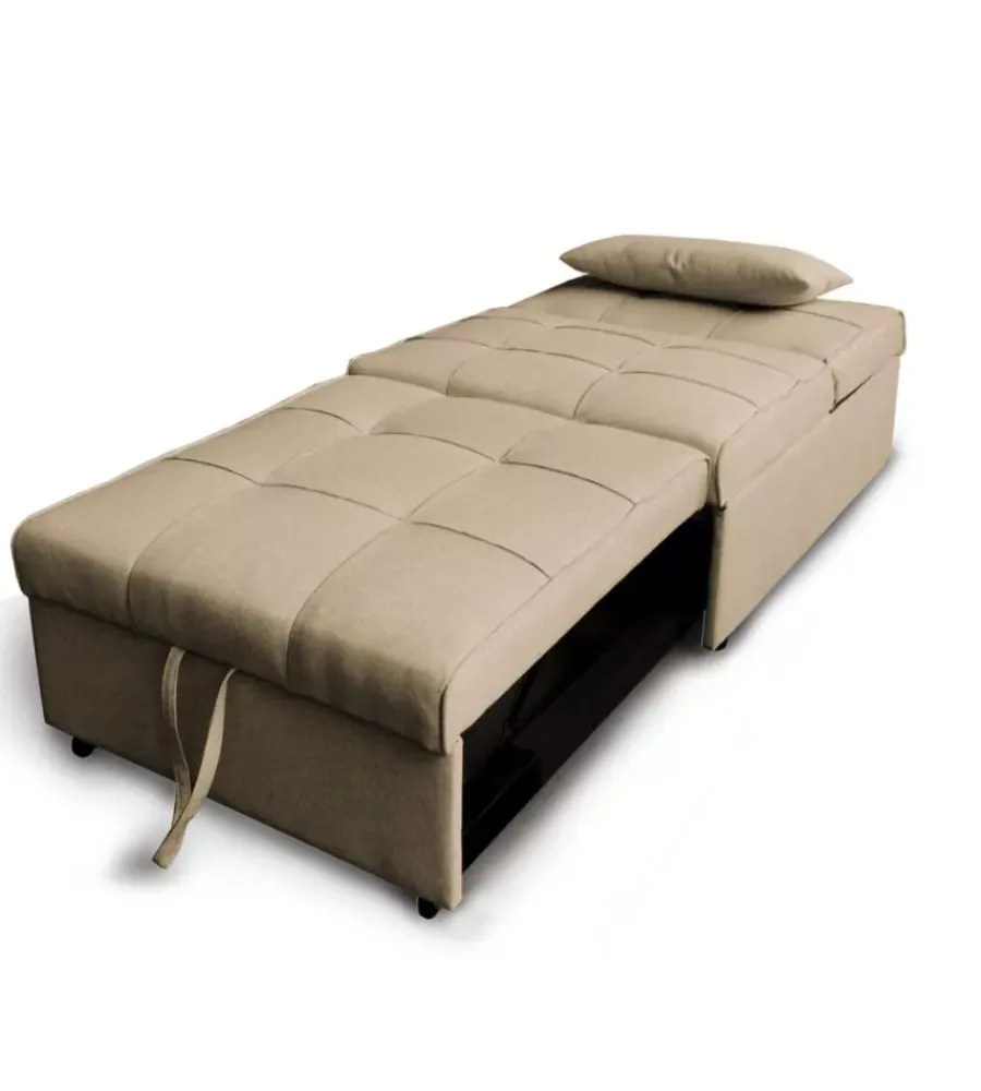 Poltrone E Pouf-BellaHome Pouf 3 in 1 "king" trasformabile in poltrona e letto tortora 112x81x88 cm