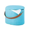 Best Pouf azzurro con contenitore e maniglia in ecopelle, 42x30x36cm Poltrone E Pouf