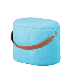 Best Pouf azzurro con contenitore e maniglia in ecopelle, 42x30x36cm Poltrone E Pouf