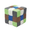 BellaHome Poltrone E Pouf|Pouf "patch" in tessuto multicolore, 35x35x35 cm