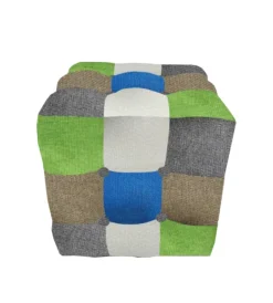 BellaHome Poltrone E Pouf|Pouf "patch" in tessuto multicolore, 35x35x35 cm