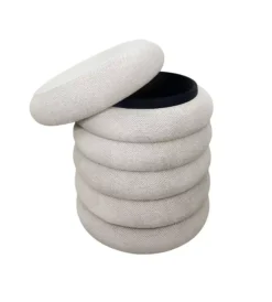 BellaHome Poltrone E Pouf|Pouf contenitore avorio 38x38x45 cm