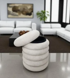 BellaHome Poltrone E Pouf|Pouf contenitore avorio 38x38x45 cm