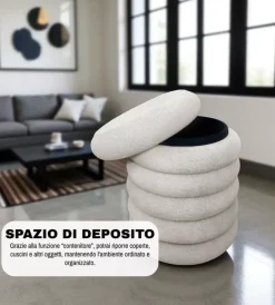 BellaHome Poltrone E Pouf|Pouf contenitore avorio 38x38x45 cm