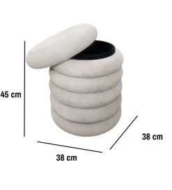 BellaHome Poltrone E Pouf|Pouf contenitore avorio 38x38x45 cm