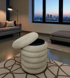 Online Pouf contenitore beige 38x38x45 cm Poltrone E Pouf
